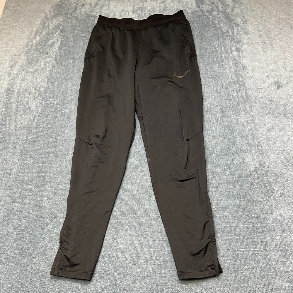 Nike Sweatpants Mens Small Black Fleece Lined Swoosh Logo Athletic Straight Leg